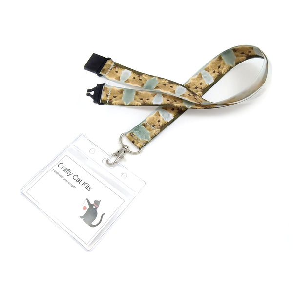 Kittens in a row badge holder with PVC card holder