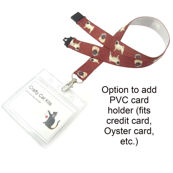 Maroon pug badge holder with PVC card holder