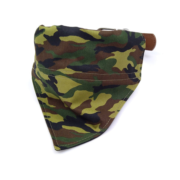military dog neckerchief on collar from front