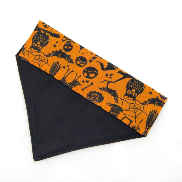 orange and black lined halloween dog bandana