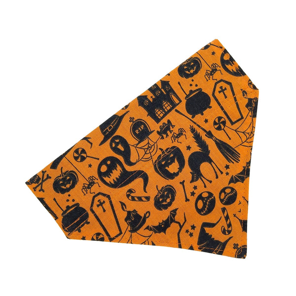 orange and black halloween dog bandana