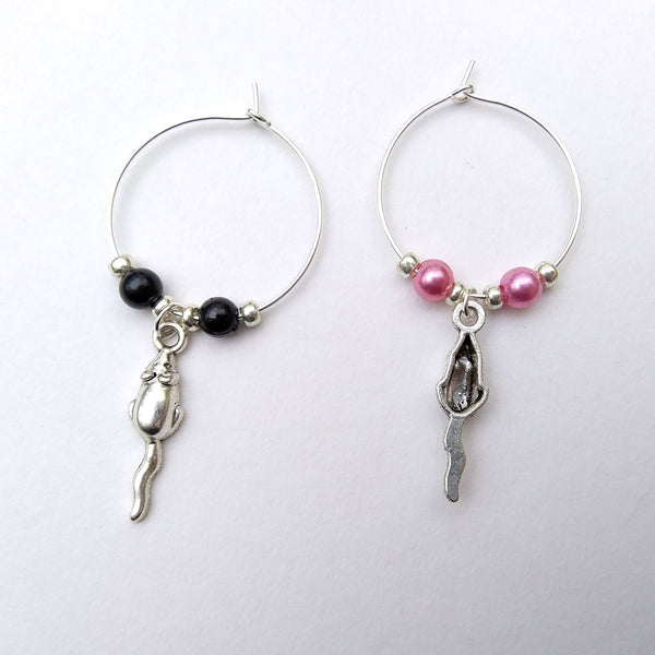 Pair of mouse wine glass charms showing front and back
