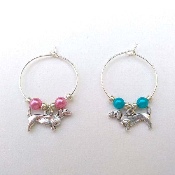 Pair of dachshund wine glass charms