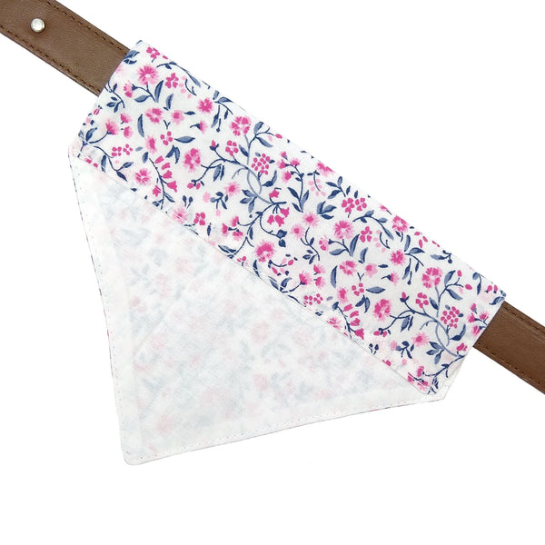 pink flowers dog bandana showing lining