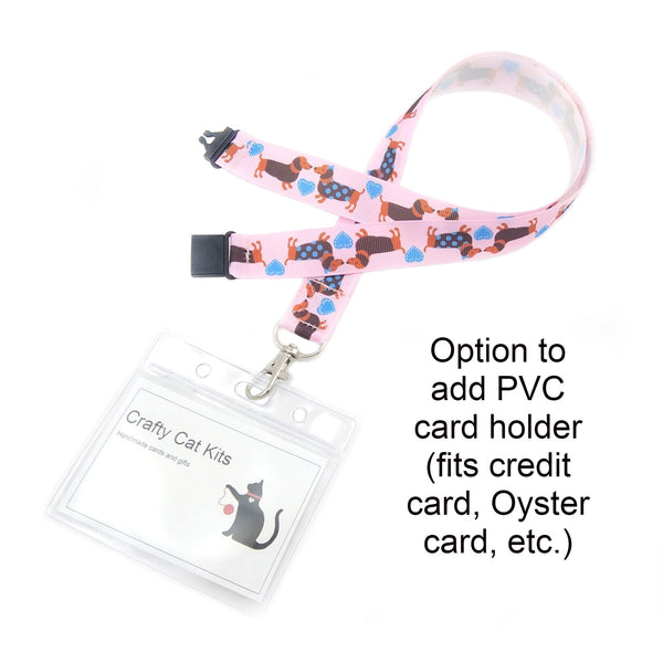 Pink sausage dog badge holder with PVC card holder