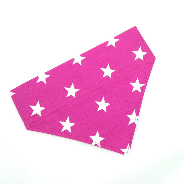 Pink stars dog bandana from above