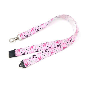 Pink poodles lanyard with safety clasp