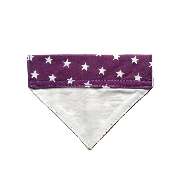 Purple with white stars lined cotton dog or cat bandana sale