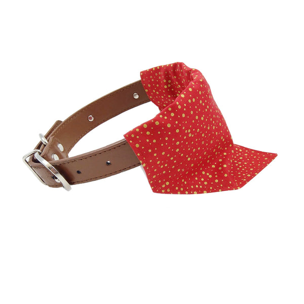 red and gold dog collar bandana