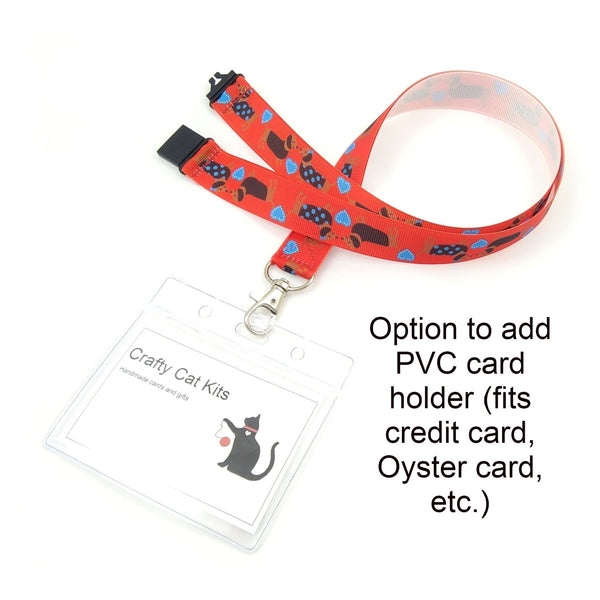 Red dachshund badge holder with PVC card holder