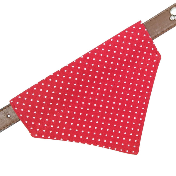 red slide on dog bandana from above