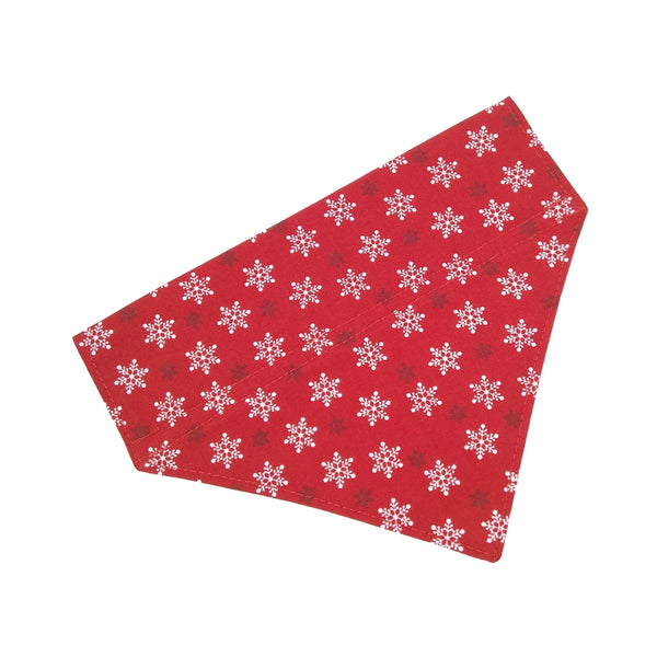 Red and white snowflake dog bandana