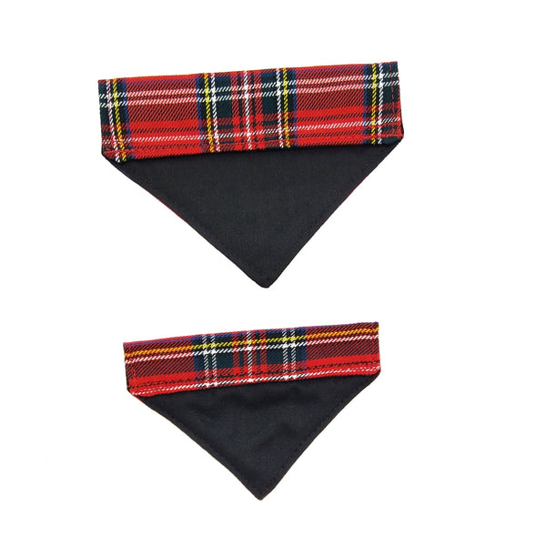 Red tartan cat bandanas with black lining