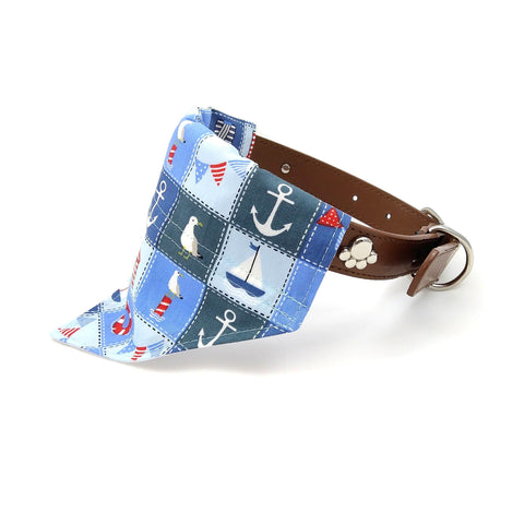 Seaside dog bandana on collar 