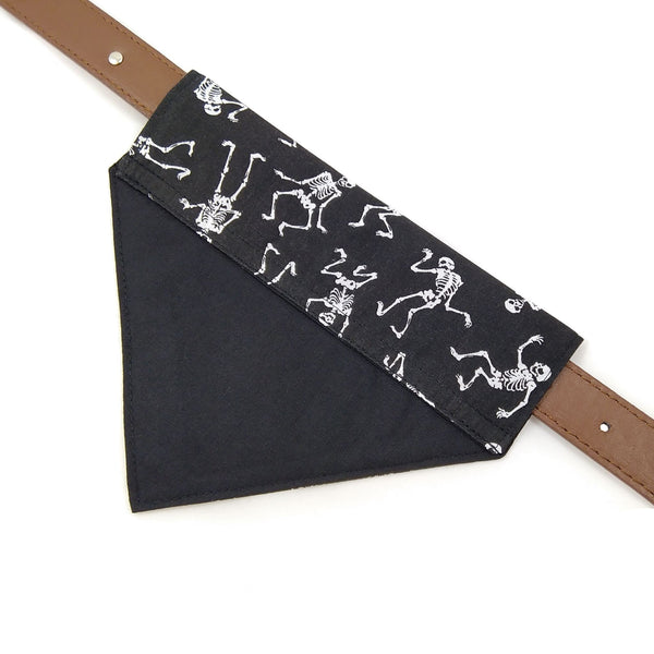 Black slip on dog collar bandana lined