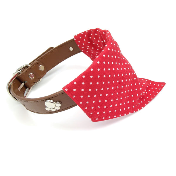 red dog bandana on collar from side
