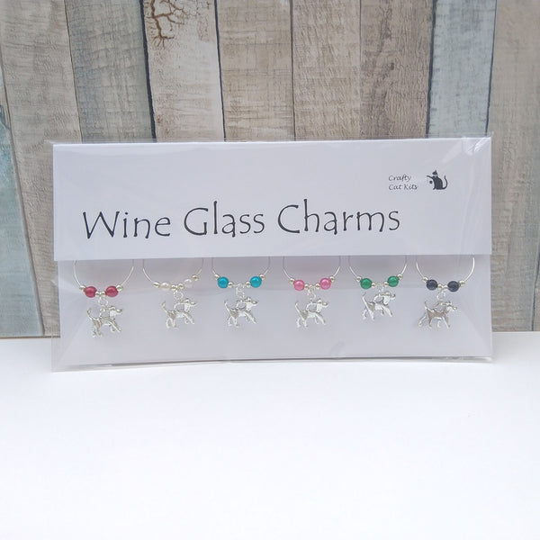 spaniel wine glass charms in gift packaging