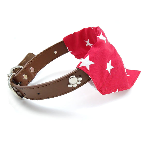 Stars over the collar bandana on dog collar from side