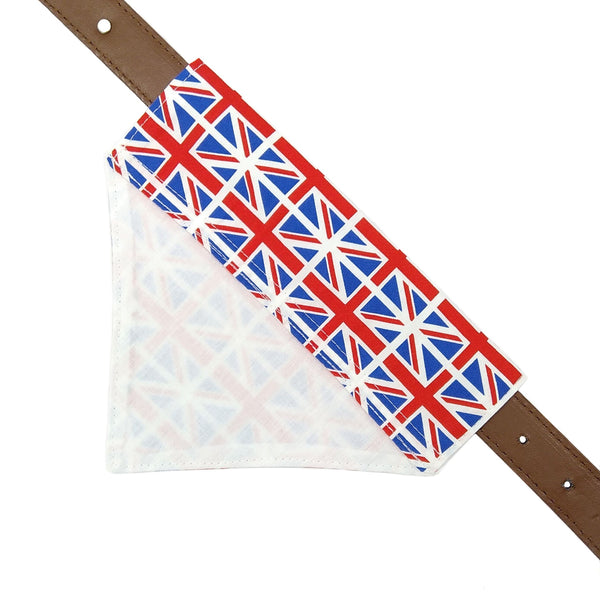 back of lined union jack slip on collar bandana from above