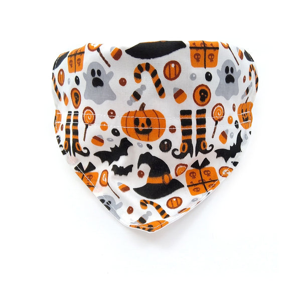 White and orange Halloween dog neckerchief