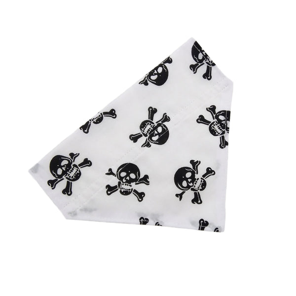 white and black slip on dog bandana
